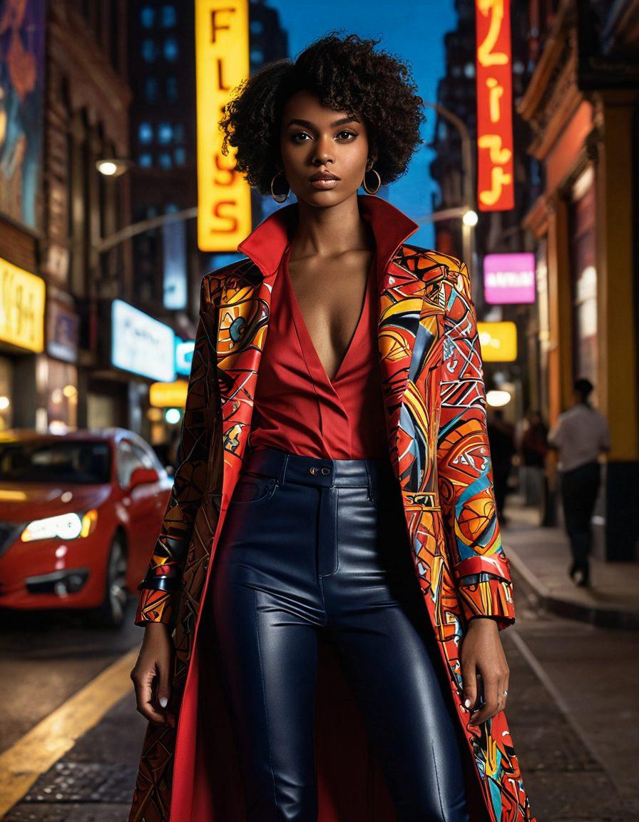 A captivating scene featuring a stylish graphic novel character intertwined with seductive fashion elements, showcasing bold colors and intricate designs. The background features a blend of iconic comic book panels and elegant fashion runways, creating a fusion of storytelling and style. Soft lighting enhances the allure of the character and fashion pieces, inviting viewers into a world of creativity and passion. vibrant colors. super-realistic. cinematic lighting.